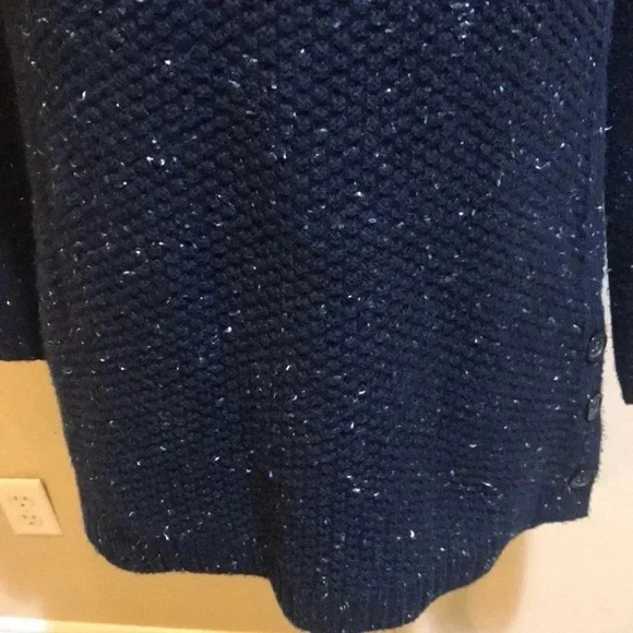 Talbots Cotton Blend Navy Blue Specks Cowl Neck Sweater-Size P - Picture 7 of 7